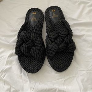 H&M Black Braided Slides